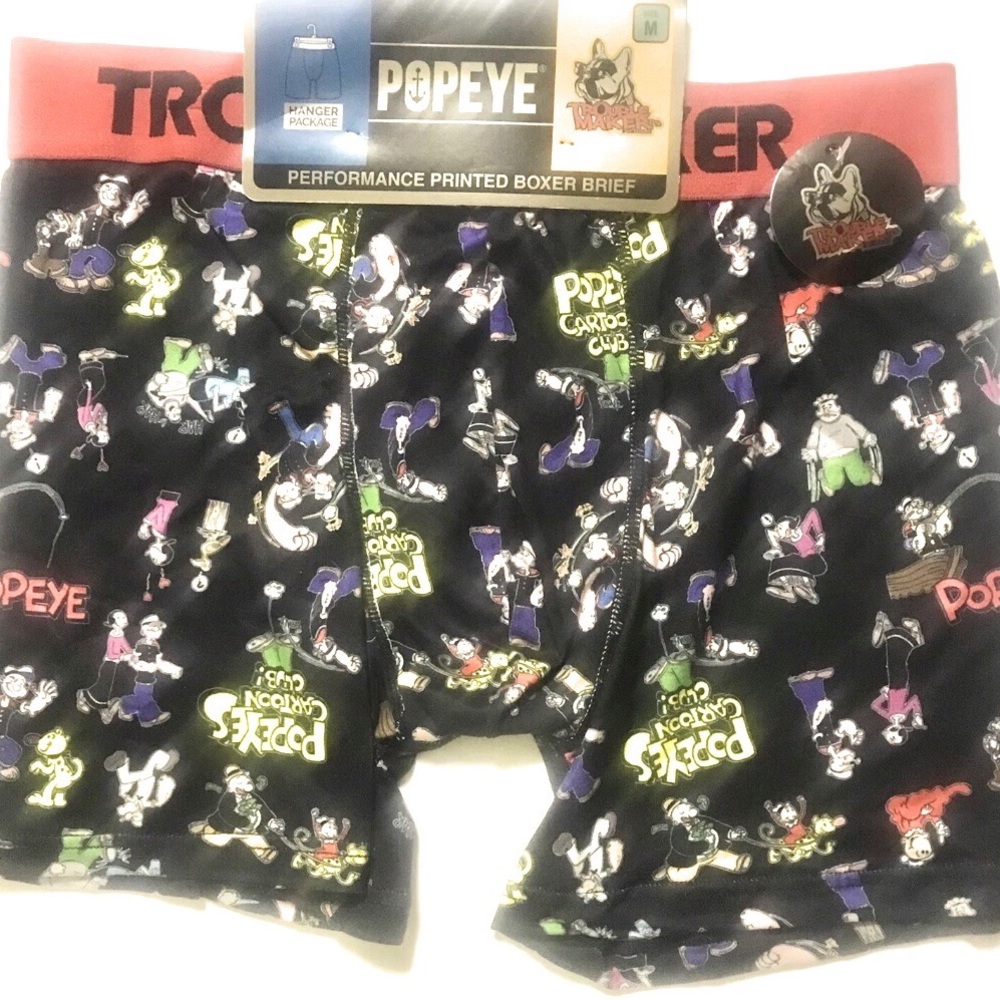Popeye Black Boxer Briefs by Trouble Maker